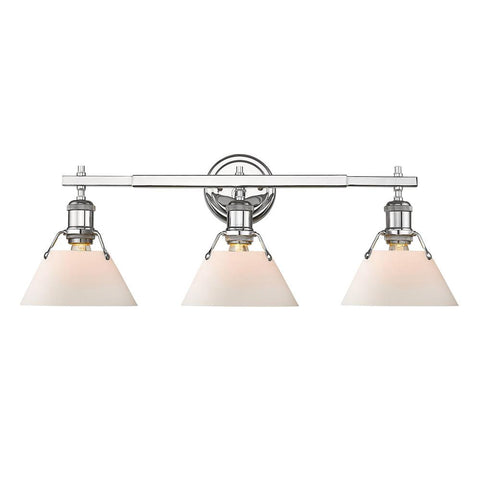 Orwell 3 Light 24"w Bath Vanity in Chrome with Opal Glass Shades Wall Golden Lighting 