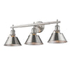 Orwell 3 Light Bath Vanity in Pewter with Pewter Shade Wall Golden Lighting 