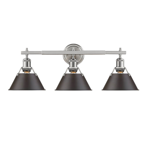 Orwell 24"w Pewter Bath Vanity Light with Rubbed Bronze Shade Wall Golden Lighting Silver 