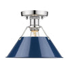 Orwell 10"w Flush Mount in Chrome with Navy Blue Shade Ceiling Golden Lighting 