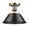 Orwell AB Flush Mount in Aged Brass with Black Shade Ceiling Golden Lighting 