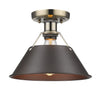 Orwell Flush Mount in Aged Brass with Rubbed Bronze Shade Ceiling Golden Lighting 