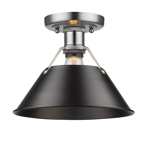 Orwell 10"w Pewter Flush Mount with Black Shade Ceiling Golden Lighting Black 