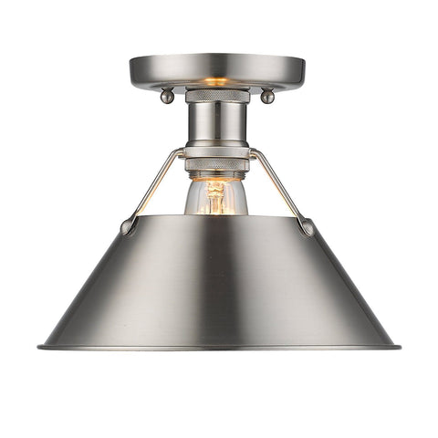 Orwell 10"w Flush Mount in Pewter with Pewter Shade Ceiling Golden Lighting 