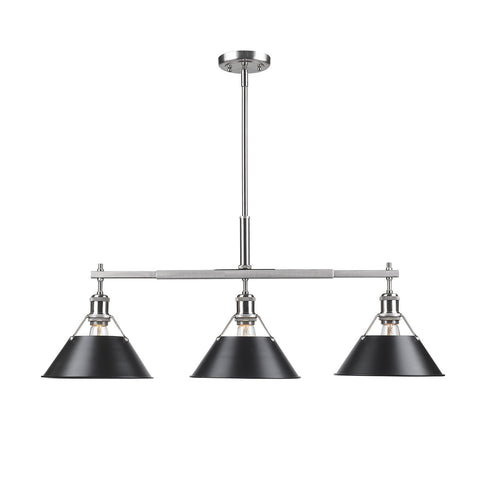 Orwell Linear Pendant in Pewter with Black Shade