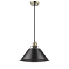 Orwell 1 Light Pendant - 14" in Aged Brass with Black Shade Ceiling Golden Lighting 