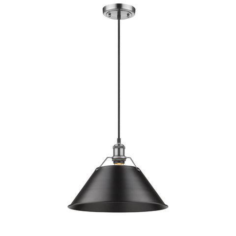 Orwell 14"w Pendant in Pewter with Black Shade Ceiling Golden Lighting Black 