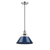 Orwell 1 Light Pendant - 14" in Pewter with Navy Blue Shade Ceiling Golden Lighting 