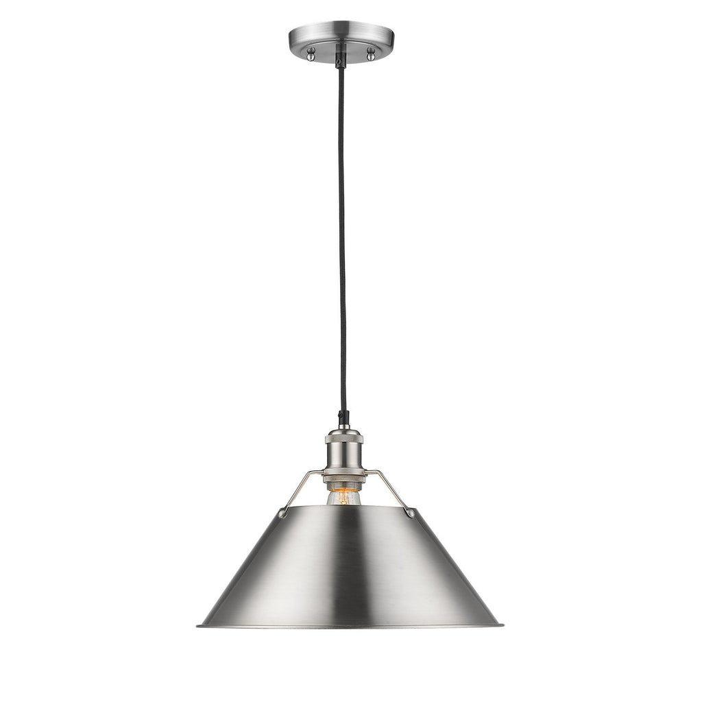 Orwell 1 Light Pendant - 14" in Pewter with Pewter Shade Ceiling Golden Lighting 