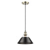 Orwell 1 Light Pendant - 10" in Aged Brass with Black Shade Ceiling Golden Lighting 