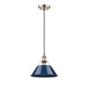 Orwell 10"w Aged Brass Pendant with Navy Blue Shade Ceiling Golden Lighting Navy 