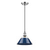 Orwell 10"w Pendant in Pewter with Navy Blue Shade Ceiling Golden Lighting Navy 