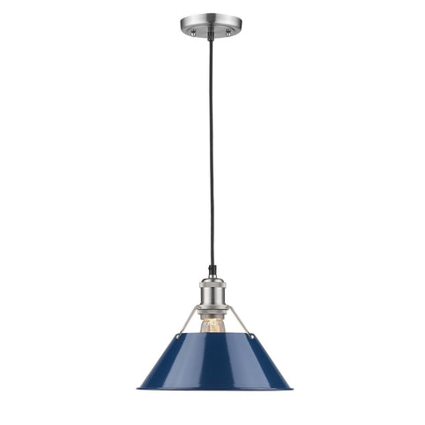 Orwell 10"w Pendant in Pewter with Navy Blue Shade Ceiling Golden Lighting 