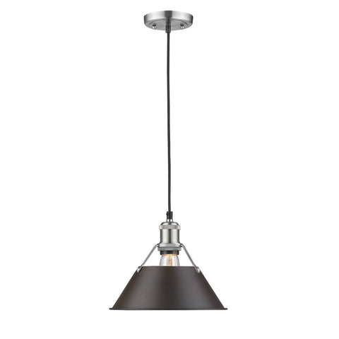 Orwell Pendant - 10" in Pewter with Rubbed Bronze Shade Ceiling Golden Lighting 