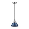 Orwell 7"w Pewter Mini Pendant with Navy Blue Shade Ceiling Golden Lighting Navy 