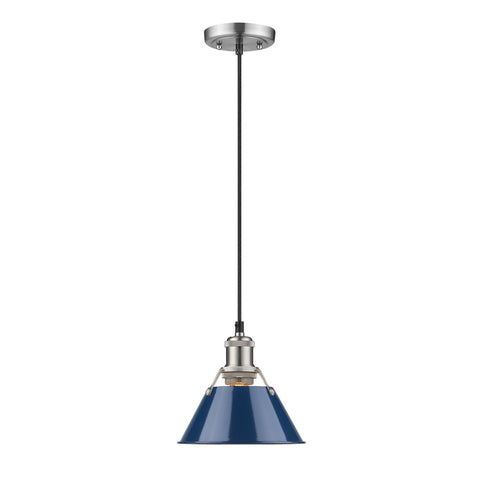 Orwell 7"w Pewter Mini Pendant with Navy Blue Shade Ceiling Golden Lighting 