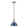 Orwell 7"w Pewter Mini Pendant with Navy Blue Shade Ceiling Golden Lighting 