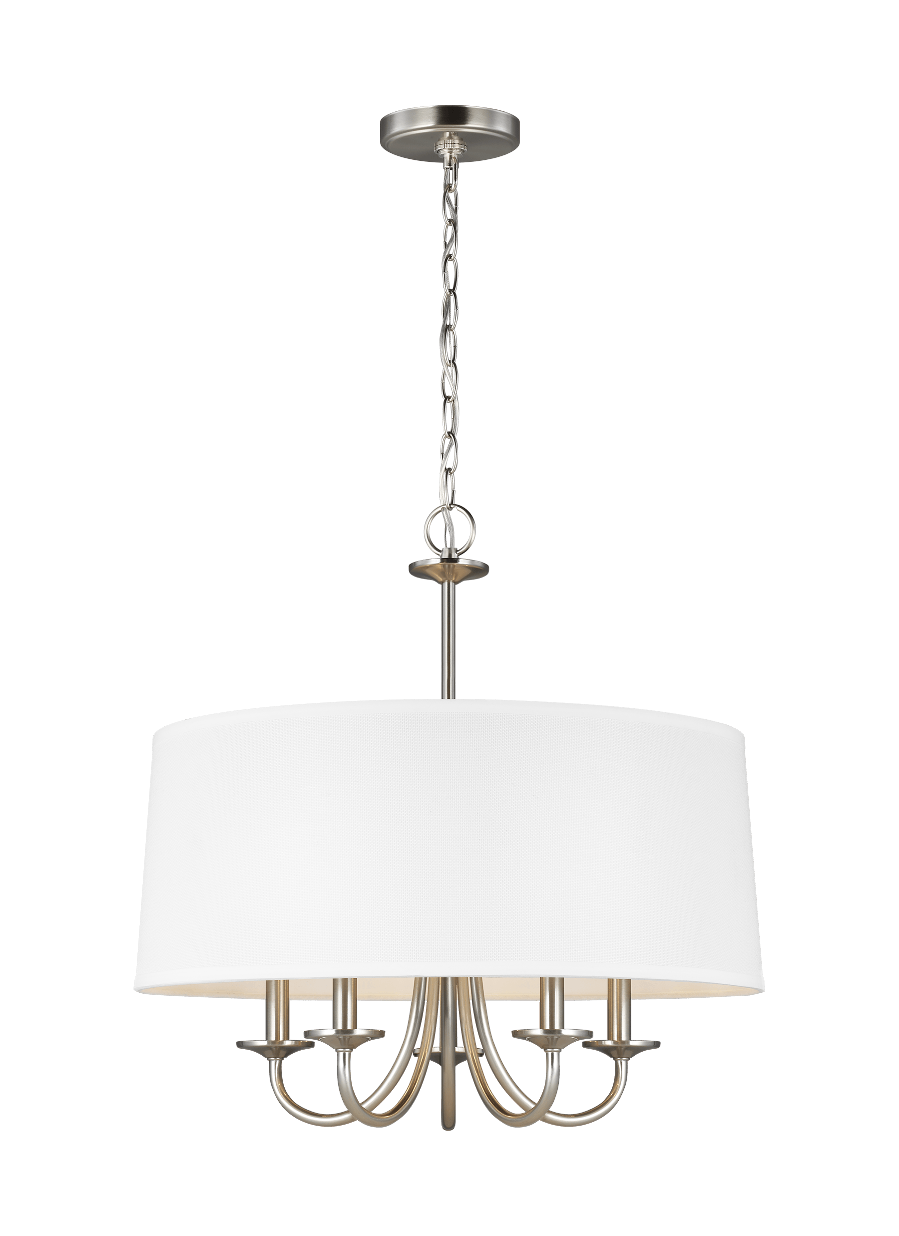 Seville Five Light Shade Chandelier - Brushed Nickel Ceiling Sea Gull Lighting 