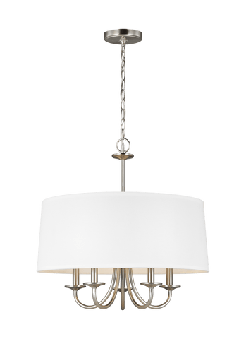 Seville Five Light Shade Chandelier - Brushed Nickel Ceiling Sea Gull Lighting 