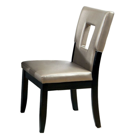 Cal Keyhole Leatherette Dining Chair Black (Set of 2)