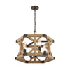 Structure 4-Light Chandelier in Oil Rubbed Bronze and Natural Wood