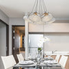 Asha 7 Light Pendant in Pewter with Crushed Crystal Glass