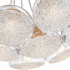 Asha 7 Light Pendant in Pewter with Crushed Crystal Glass Ceiling Golden Lighting 