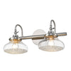 Asha 2 Light Bath Vanity in Pewter with Crushed Crystal Glass Wall Golden Lighting 