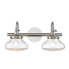 Asha 2 Light Bath Vanity in Pewter with Crushed Crystal Glass Wall Golden Lighting 