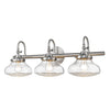 Asha 3 Light Bath Vanity in Pewter with Crushed Crystal Glass Wall Golden Lighting 