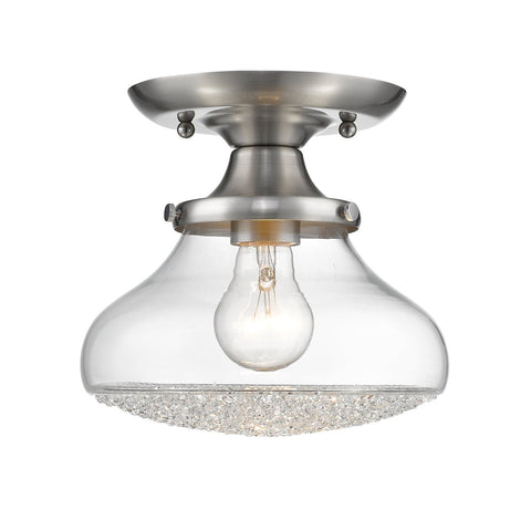 Asha Small Semi Flush in Pewter with Crushed Crystal Glass Ceiling Golden Lighting 