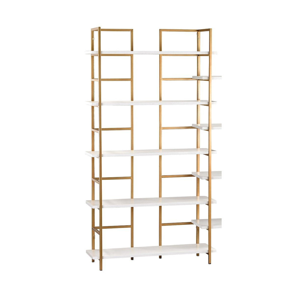 Kline White And Gold Shelving Unit FURNITURE Sterling 