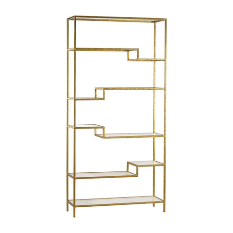 Gold And Mirrored Shelving Unit FURNITURE Sterling 