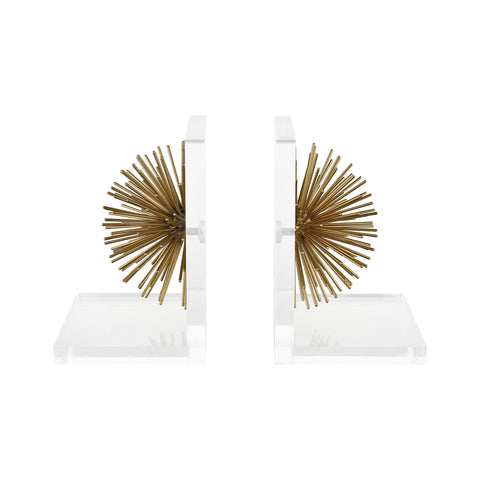 Glint Acrylic and Metal Gold and White Bookends Accessories Sterling 