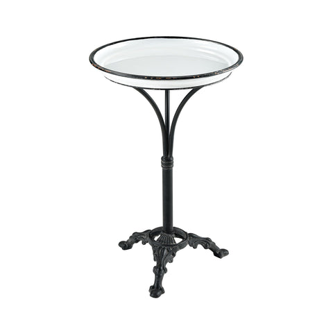 Biloxi White and Black Enamel with Aged Black Metal 16"w Accent Table Furniture Sterling 