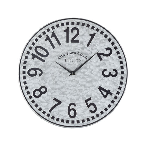 West Silver Wall Clock in Galvanized Steel