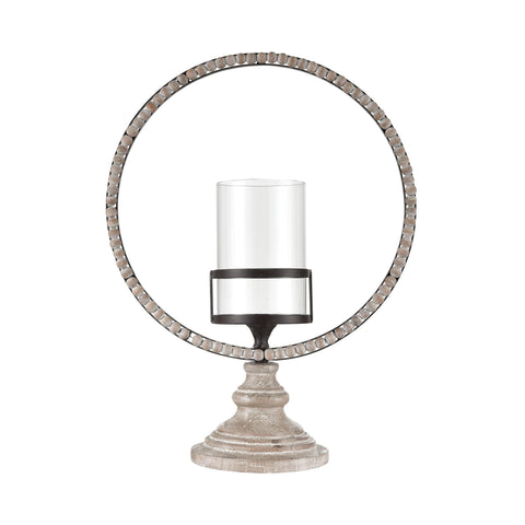 Riverrun Candle Holder in Whitewashed Wood and Oil Rubbed Bronze - Large Decor Accessories ELK Home 