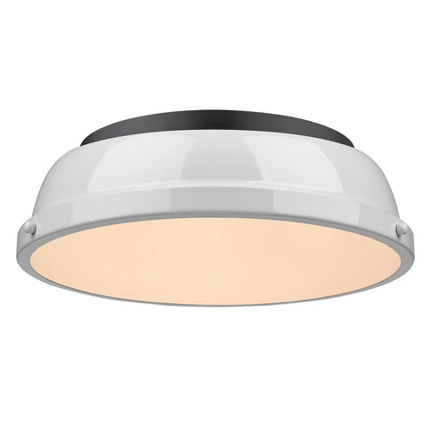 Duncan 14"w White Flush Mount Ceiling Golden Lighting 