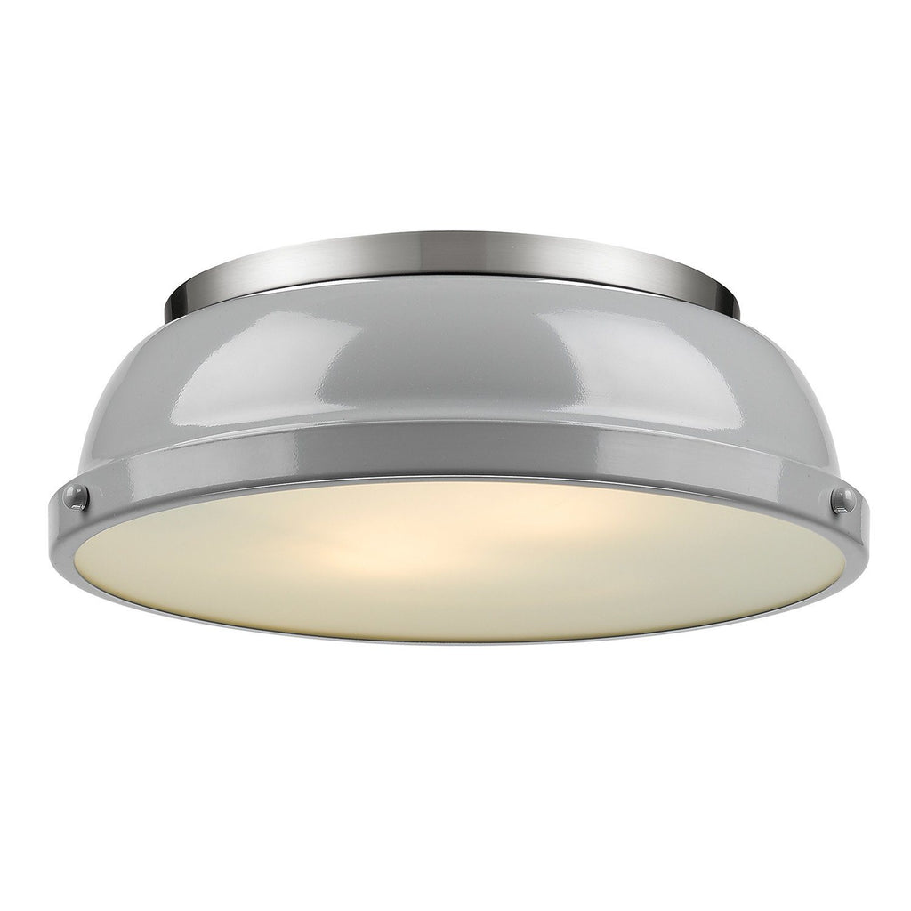 Duncan 14"w Pewter Flush Mount with Gray Shade Ceiling Golden Lighting 
