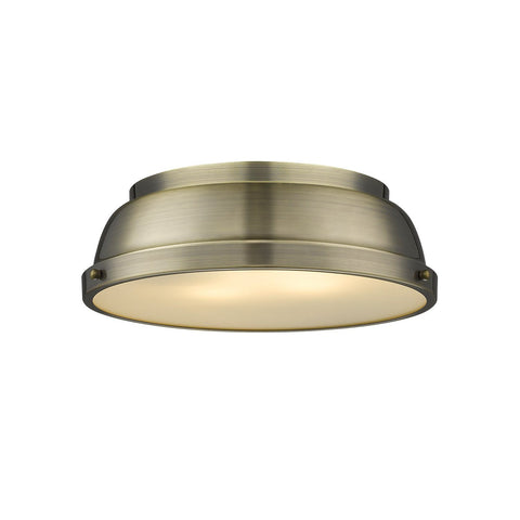 Duncan 14" Flush Mount in Aged Brass with Aged Brass Shade Ceiling Golden Lighting 