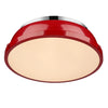 Duncan 14" Flush Mount in Chrome with a Red Shade Ceiling Golden Lighting 