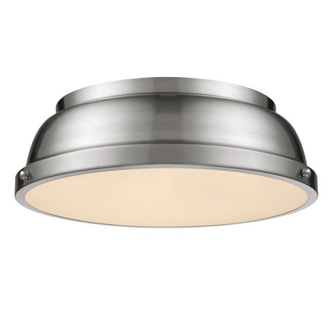 Duncan 14" Flush Mount in Pewter with a Pewter Shade Ceiling Golden Lighting 
