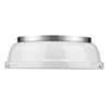Duncan 14" Flush Mount in Pewter with a White Shade Ceiling Golden Lighting 