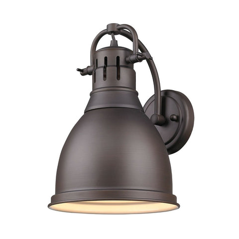 Duncan 1 Light Wall Sconce in Rubbed Bronze with a Rubbed Bronze Shade Wall Golden Lighting 