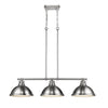 Duncan 3 Light Linear Pendant in Pewter with Pewter Shades Ceiling Golden Lighting 
