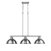 Duncan 3 Light Linear Pendant in Pewter with Pewter Shades Ceiling Golden Lighting 