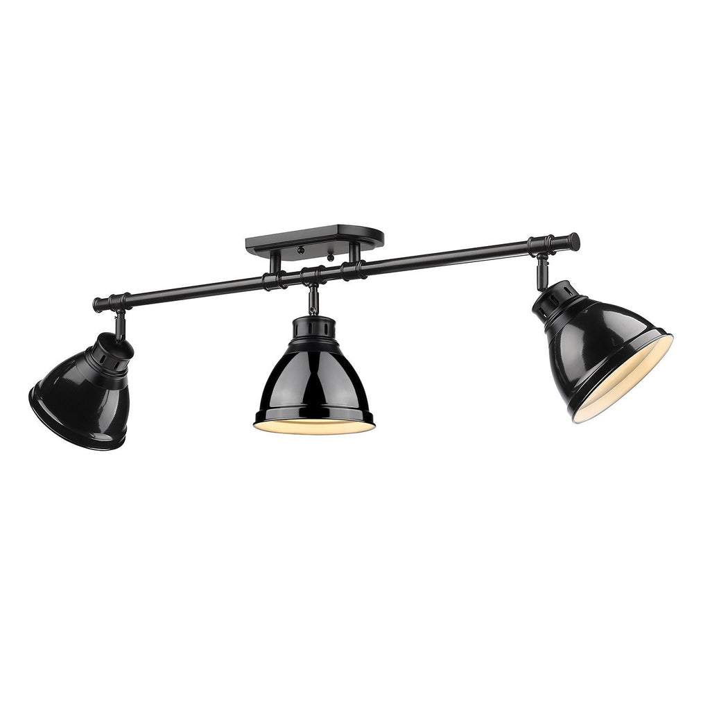 Duncan 35" Black Semi-Flush Track Light with Black Shades Ceiling Golden Lighting 