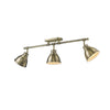 Duncan 3 Light Semi-Flush - Track Light in Aged Brass with Brass Shades Tracks Golden Lighting 