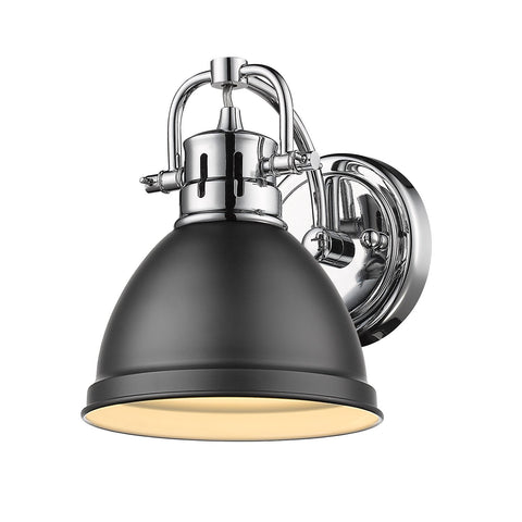 Duncan Chrome Bath Vanity Wall Sconce with Black Shade Wall Golden Lighting 