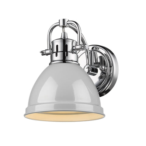 Duncan Chrome Bath Vanity Wall Sconce with Gray Shade Wall Golden Lighting 